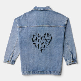 Hartvormig meisjesvoetbal silhouet ontwerp denim jacket