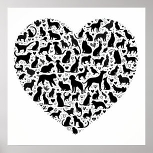 hartvormig Poster van dierensilhouet