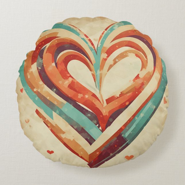 hartvormig retro rond kussen (Voorkant)