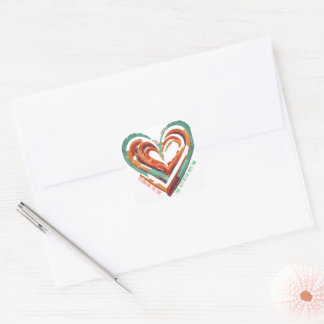 hartvormig retro vierkante sticker