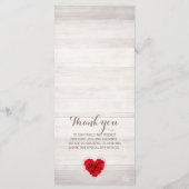 Hartvormig Rode roos bruiloft menu hhn01 (Achterkant)