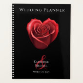 Hartvormig rood roos-bruiloft-planner planner (Voorkant)