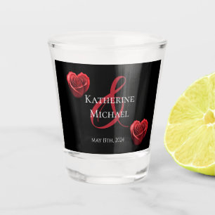 Hartvormig rood rozen-bruiloft-geld/schot dans- shot glas