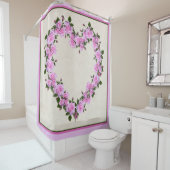Hartvormig Roze Rozen Douchegordijn (In situ)