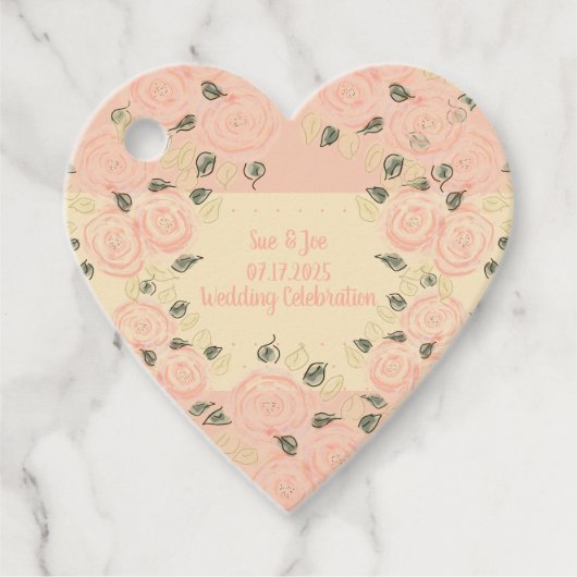 Hartvormig Shabby Chique Bloemig Bedankjes Labels (Voorkant)