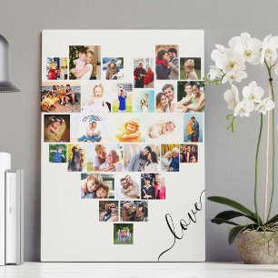 Hartvormige 29 foto collage liefdesschrift canvas afdruk