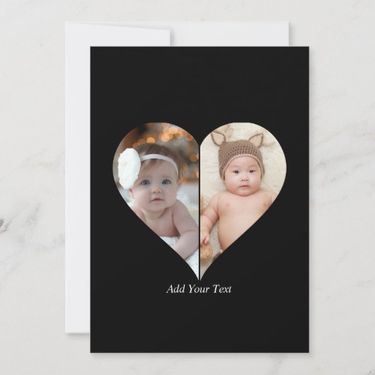 Hartvormige 2 foto collage feestdagenkaart (Voorkant)