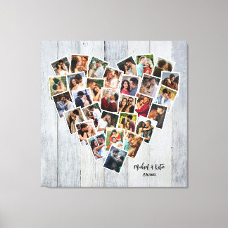 Hartvormige 30 foto collage koppel jubileum canvas afdruk