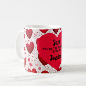 Hartvormige aangepaste bericht Valentijn Koffiemok (Voorkant links)