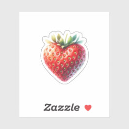 Hartvormige aardbei met hartvormige zaden sticker