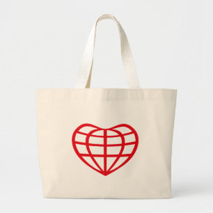 Hartvormige Aardbol Liefde Grote Tote Bag