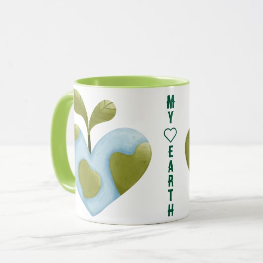 Hartvormige aarde met Sprout Eco Love Elegant Mok (Voorkant links)