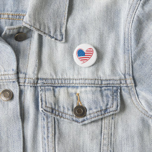 Hartvormige Amerikaanse vlag ontwerp, Patriottisch Ronde Button 3,2 Cm