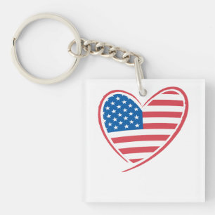 Hartvormige Amerikaanse vlag ontwerp, Patriottisch Sleutelhanger