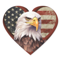 Hartvormige Amerikaanse vlag Stickers