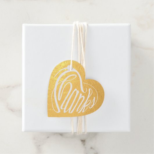 Hartvormige bedankt in 6 talen bedankjes labels (Met doos)