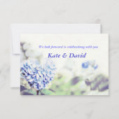 Hartvormige Blauwe Hortensia RSVP Kaartje (Achterkant)