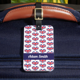 Hartvormige Britse vlag / Union Jack Persoonlijk Bagagelabel
