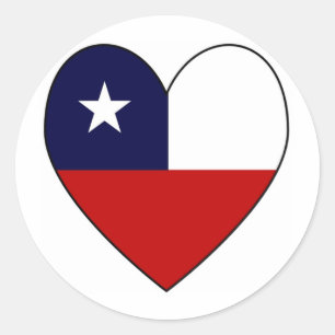 Hartvormige Chileense Vlag Valentijn Ronde Sticker
