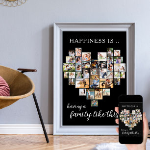 Hartvormige Collage Geluk is een Familie als Deze Poster