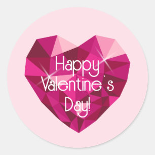 Hartvormige diamant Valentijnsdag Ronde Sticker