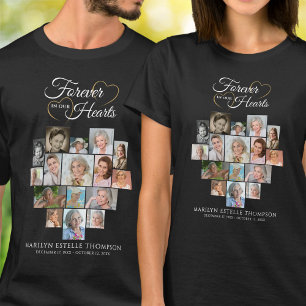 Hartvormige fotocollage rouwherdenking t-shirt