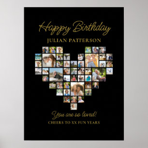 Hartvormige fotocollage verjaardagsfeest welkom poster