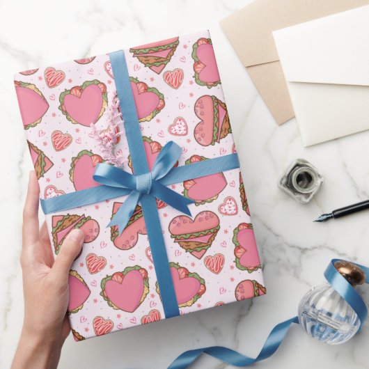 Hartvormige hamburger retro Valentijns Cadeaupapier (Geschenken)