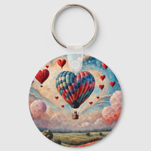 Hartvormige hete luchtballon sleutelhanger
