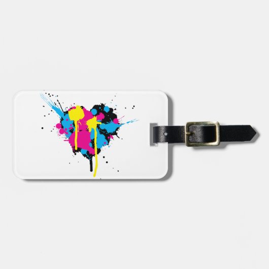 Hartvormige Ink Splatter Bagagelabels (Voorkant horizontaal)