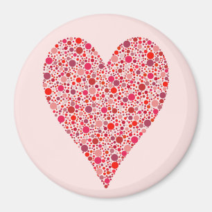 Hartvormige karmozijnrode polka-stippen op roze magneet