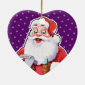 Hartvormige kerstdecoratie vrolijk kerstman. keramisch ornament (Achterkant)