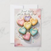 Hartvormige koekjes met lieve wensen kaart (Voorkant)