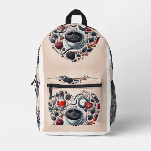 Hartvormige koffiebeker Cosy Atmosphere Bag Bedrukte Rugzak (Voorkant)