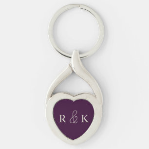 Hartvormige koppels houden van monogrammen sleutelhanger