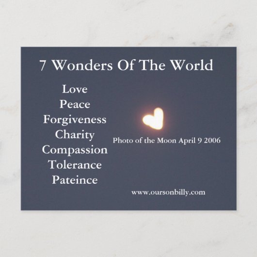 Hartvormige maanpostkaart briefkaart (Voorkant)