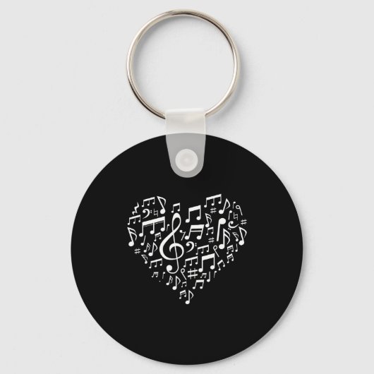 Hartvormige Muzieknoten Cadeau voor Muziekfans Val Sleutelhanger (Voorkant)