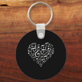 Hartvormige Muzieknoten Cadeau voor Muziekfans Val Sleutelhanger (Voorkant)