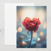 Hartvormige rode roos met dromerige Bokeh-achtergr Kaart (Voorkant / Achterkant)