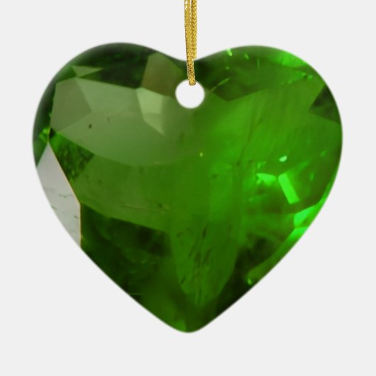 Hartvormige Smaragd Keramisch Ornament (Voorkant)