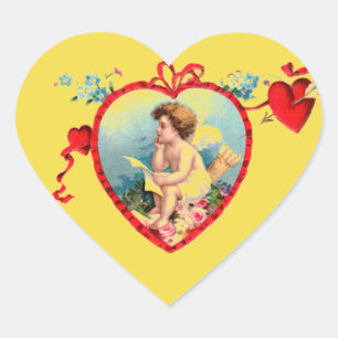HARTVORMIGE STICKER MET CUPIDE