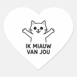 Hartvormige sticker met kat afbeelding