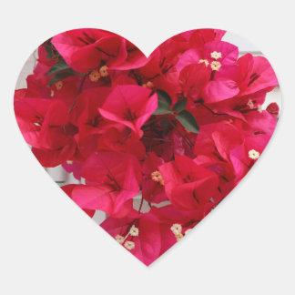 Hartvormige sticker roze bloemen