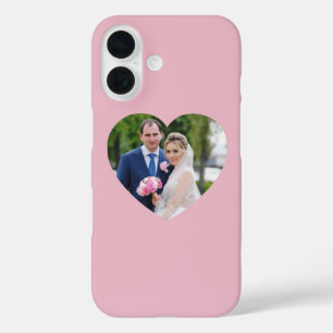Hartvormige trouwfoto roze iPhone 16 hoesje
