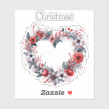 Hartvormige Waterverf Bloemenkrans - Kerstmis
