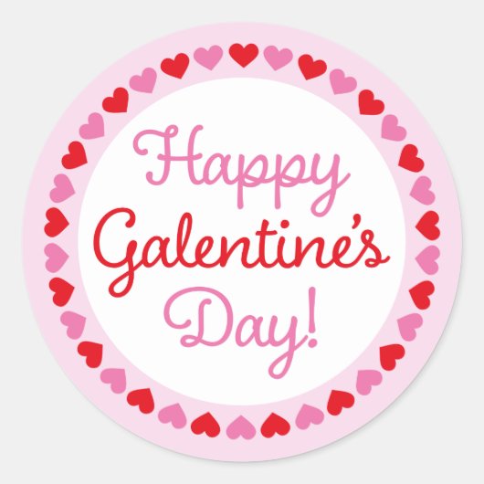 Hartwand Happy Galentine's Day Round Sticker (Voorkant)