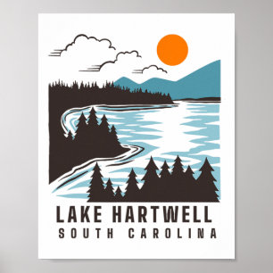 Hartwellmeer South Carolina Zomer Meer Leven Boot Poster