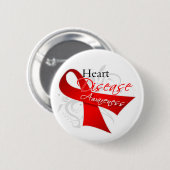 Hartziekte Awareness Ribbon Ronde Button 5,7 Cm (Voorkant /achterkant)