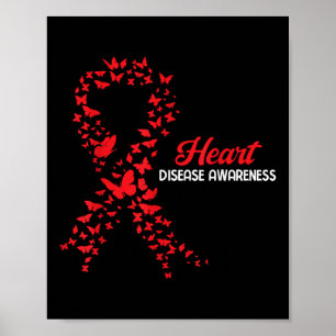 Hartziekte Bewustzijn Vlinder Go Red Heart Poster