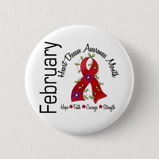 Hartziekte Bewustzijnsmaand Bloedband 1 Ronde Button 5,7 Cm (Voorkant)